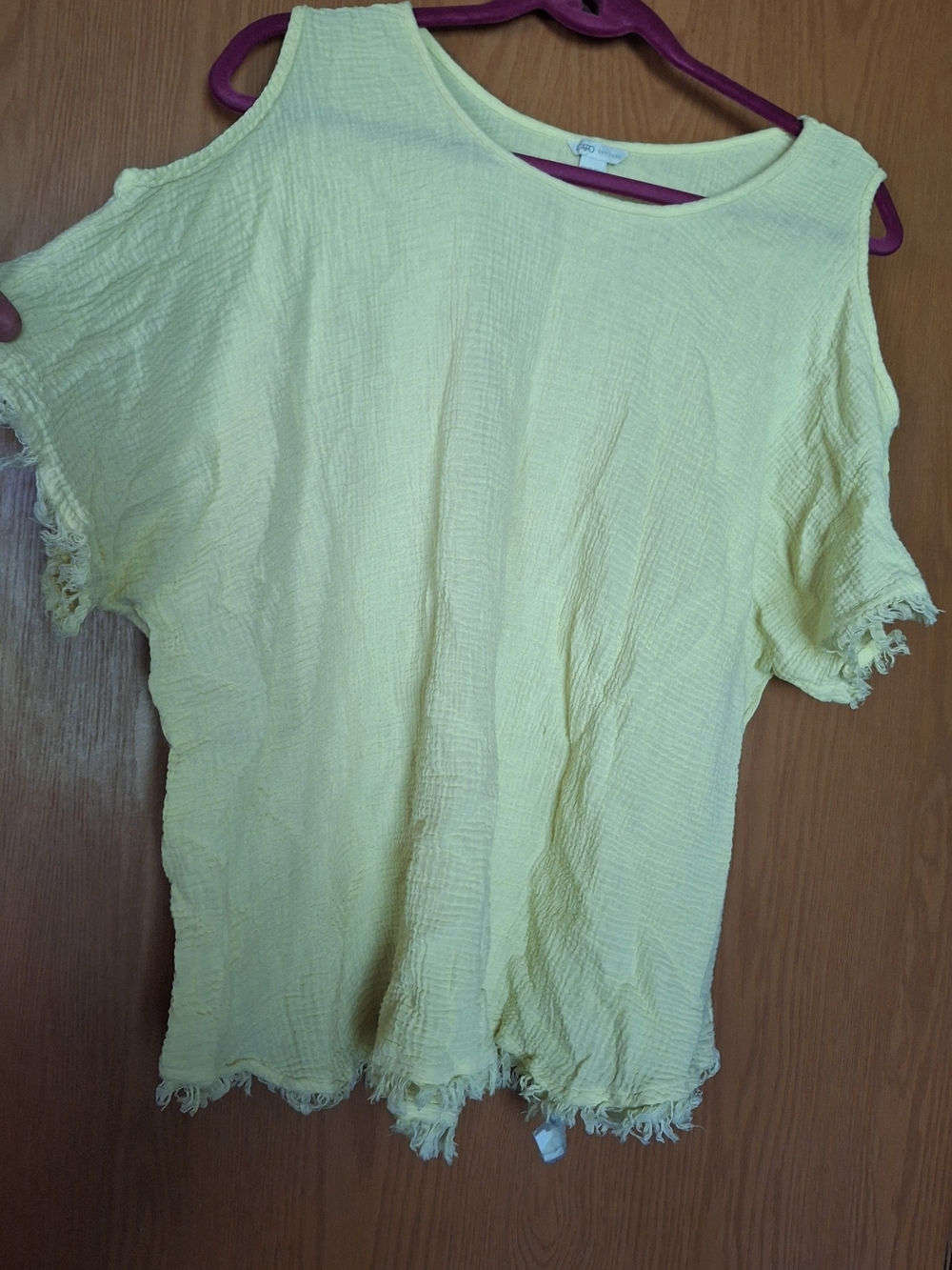 Light Yellow Women's Short Sleeve Textured Top